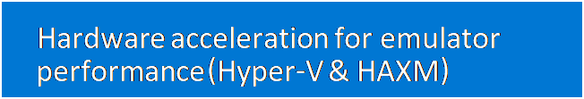 مربع نص: Hardware acceleration for emulator performance (Hyper-V & HAXM)