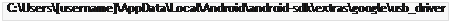 مربع نص: C:\Users\[username]\AppData\Local\Android\android-sdk\extras\google\usb_driver